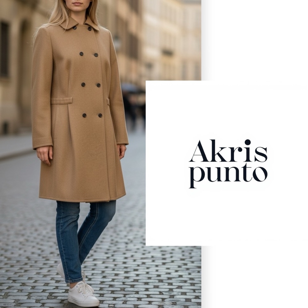 Akris punto wool angora camel tan double breasted peacoat US 12 FR 45 D 42 CBK - Picture 14 of 16